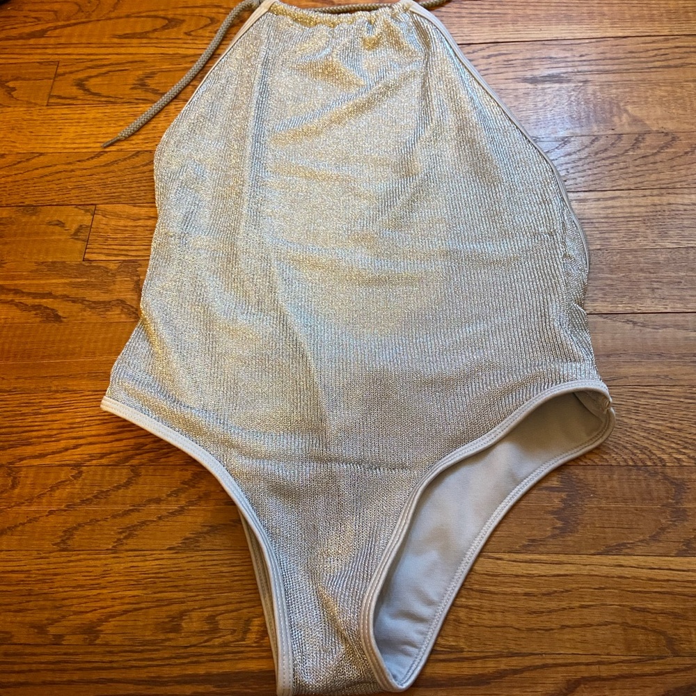 Sam Edelman Silver One Piece Swim